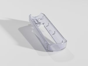 rendering of a clear plastic part on a white background
